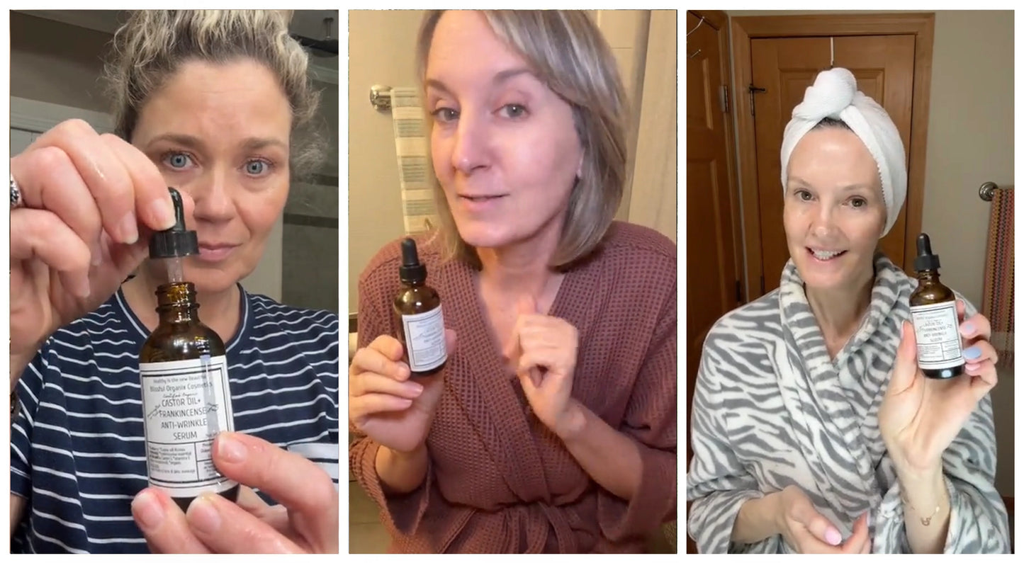 Organic Anti-Aging Face Serum – Castor Oil & Frankincense Glow Blend + Free Gua Sha Tool