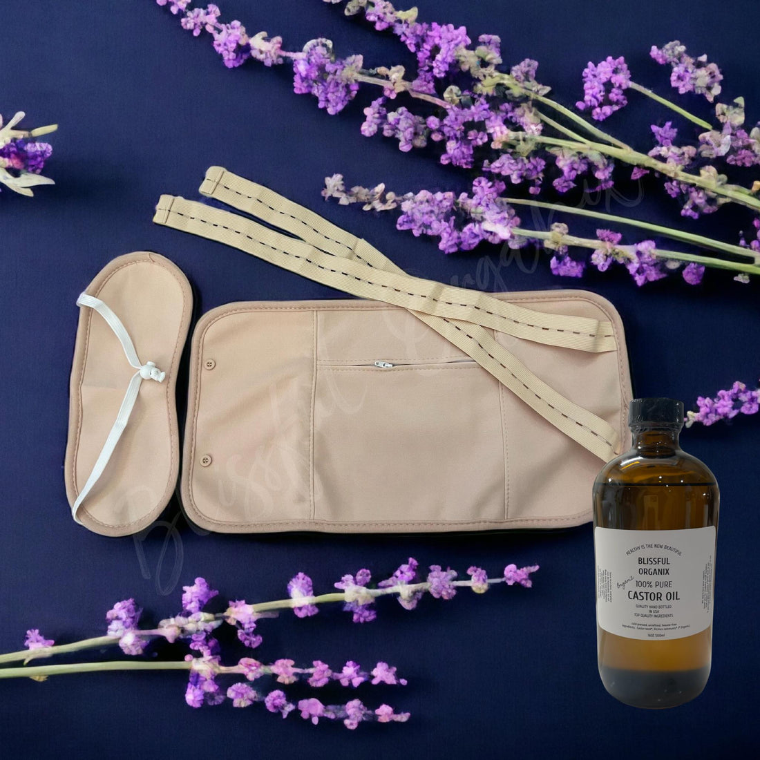 Organic Castor Oil Back, Abdomen & Wellness Pack Kit
