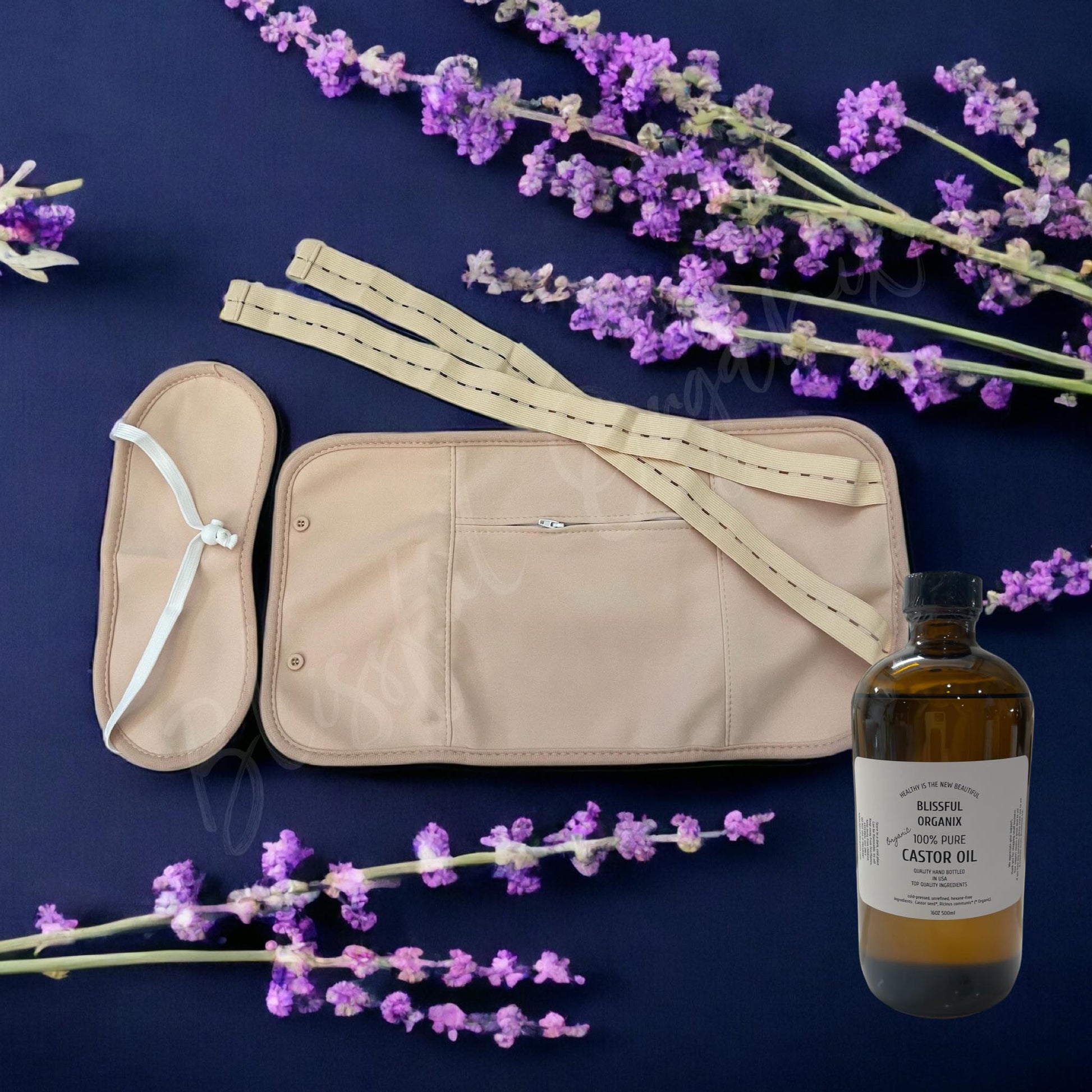 KIT Organic Castor Oil Thyroid/Abdomen/Liver Pack with oil