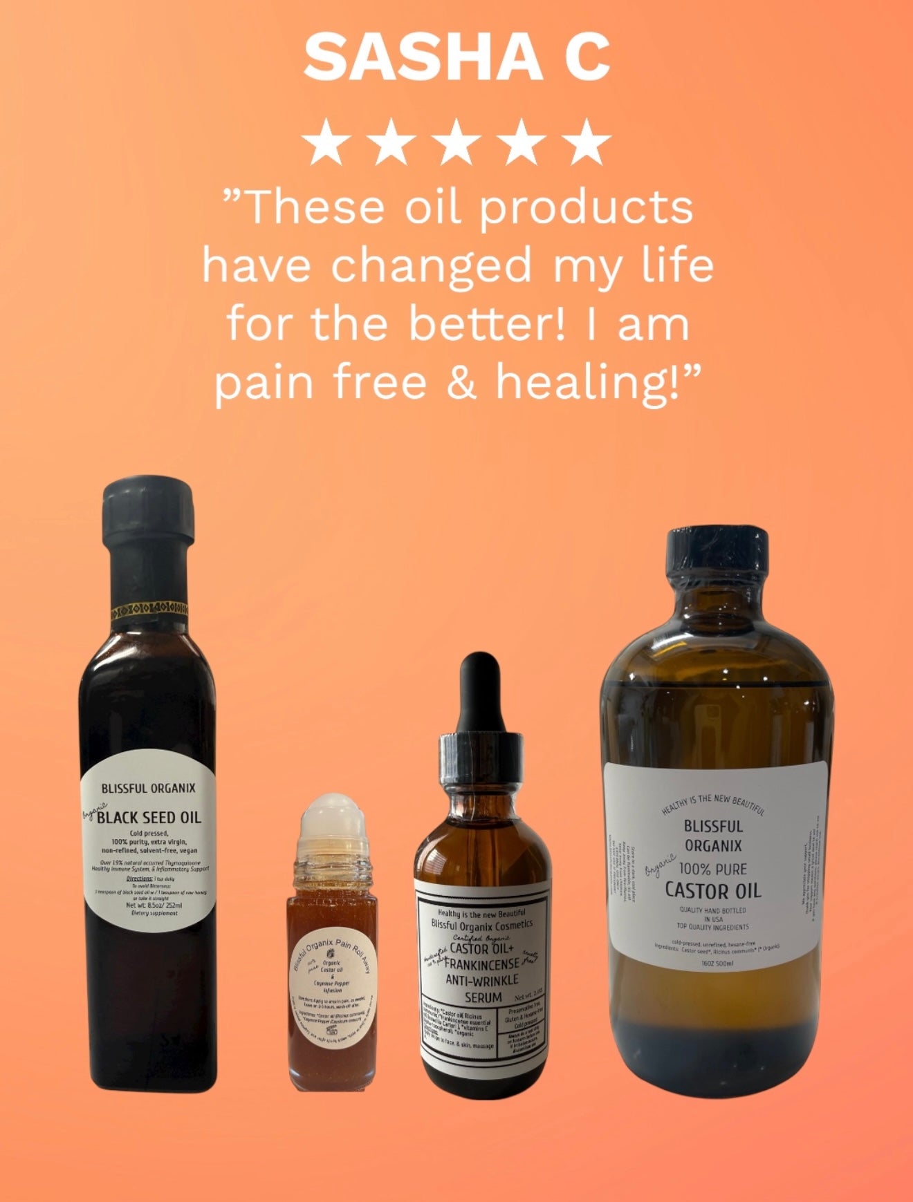 Organic Castor Oil (16 oz) in Glass Bottle – 100% Pure, Cold Pressed & Hexane-Free | Natural Hair Growth, Skin Care