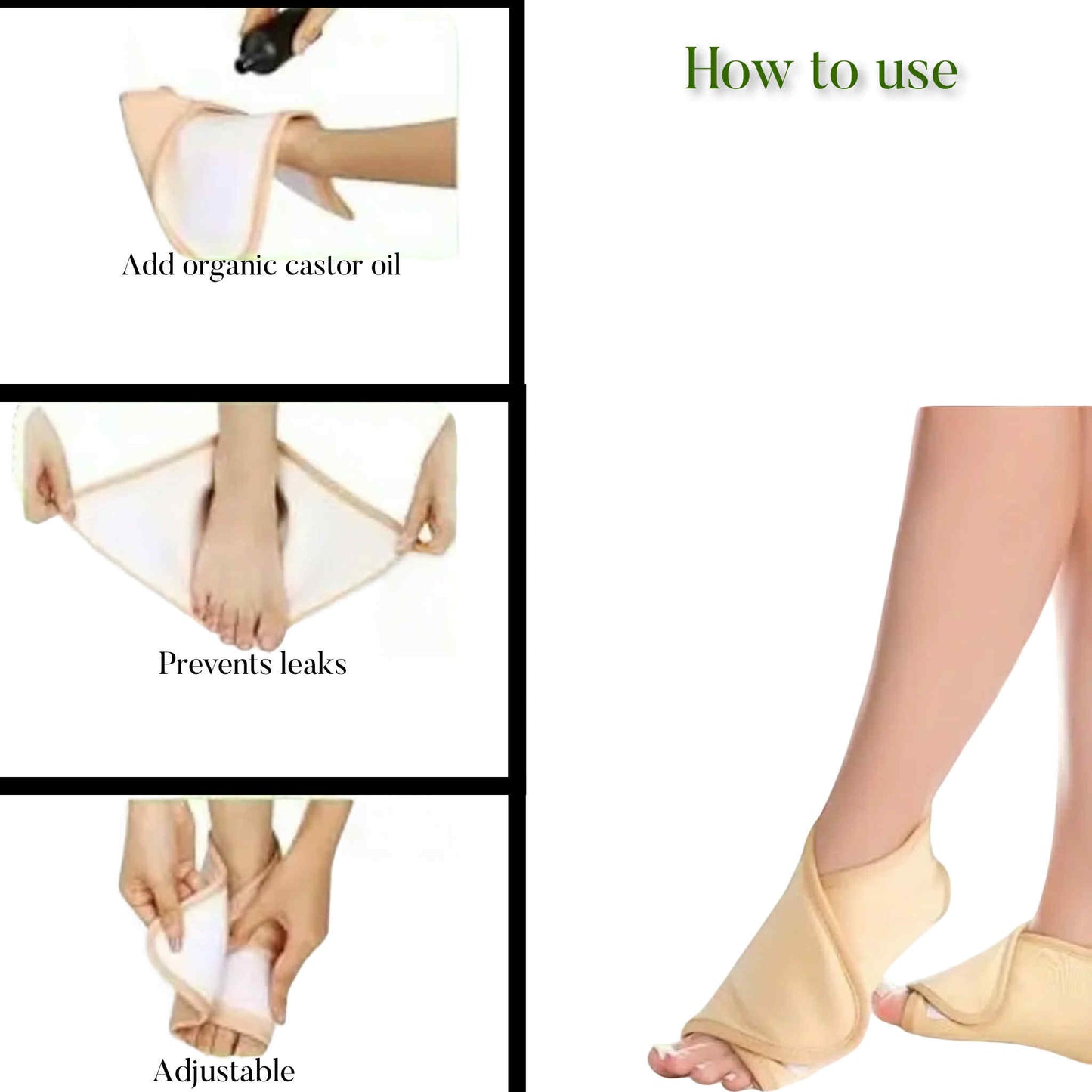 Organic Castor Oil Foot Compress, One Pair