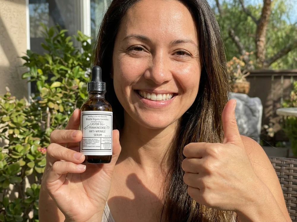 Organic Anti-Aging Face Serum – Castor Oil & Frankincense Glow Blend + Free Gua Sha Tool