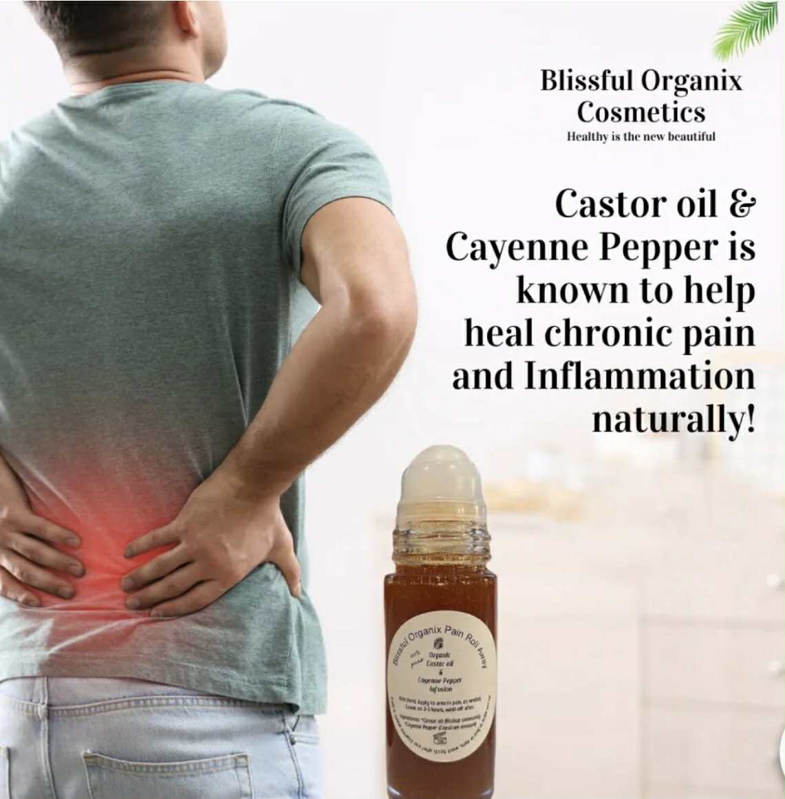 Blissful Organix Castor Oil & Cayenne Relief Roller with Compress