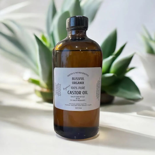 Organic Castor Oil (16 oz) in Glass Bottle – 100% Pure, Cold Pressed & Hexane-Free | Natural Hair Growth, Skin Care